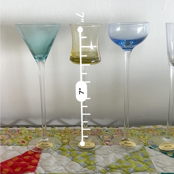 CELLINI Vintage 90s Handblown Rainbow Colored Glasses Set of 5 - Picture 2 of 3